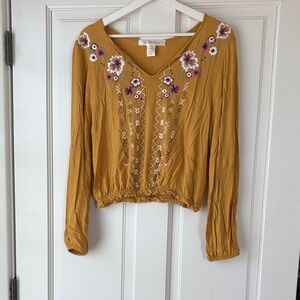 Youth in Revolt Floral Mustard Blouse large